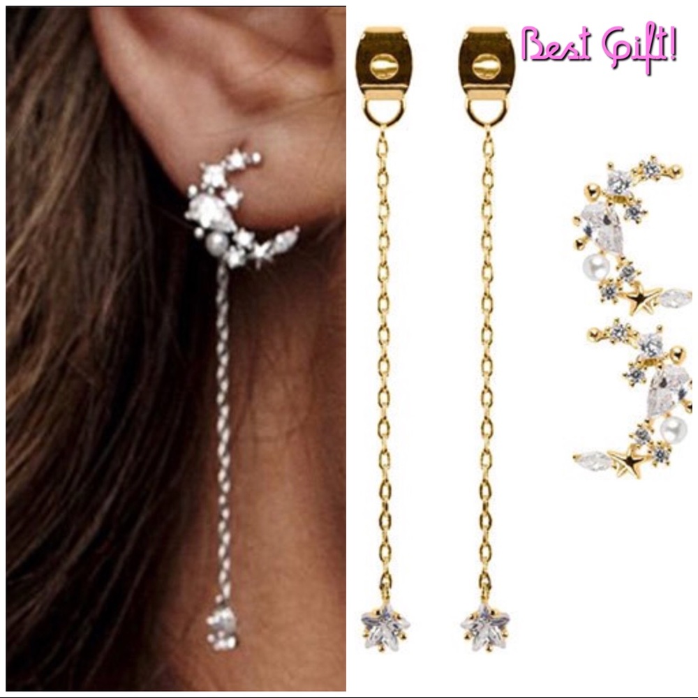 Moon/Star Dangle Gorgeous Earring, NWT